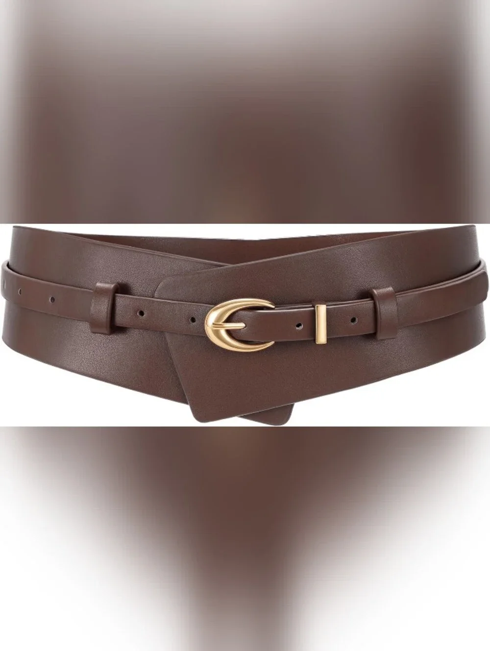 BRAND NEW NWT Brown Wide Waist Belt with Gold Buckle 37-41